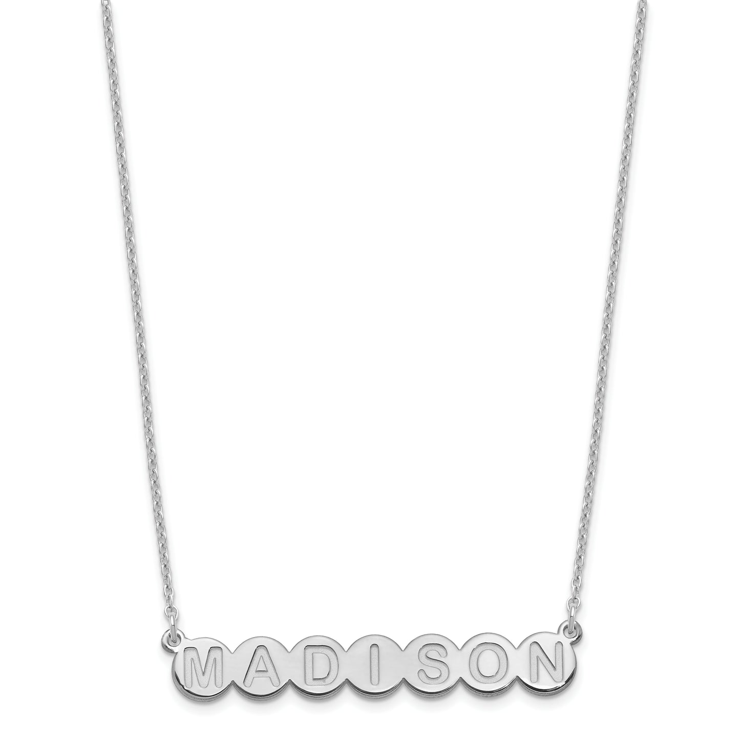 Sterling Silver Rhodium plated 7 Letter Bubble Necklace