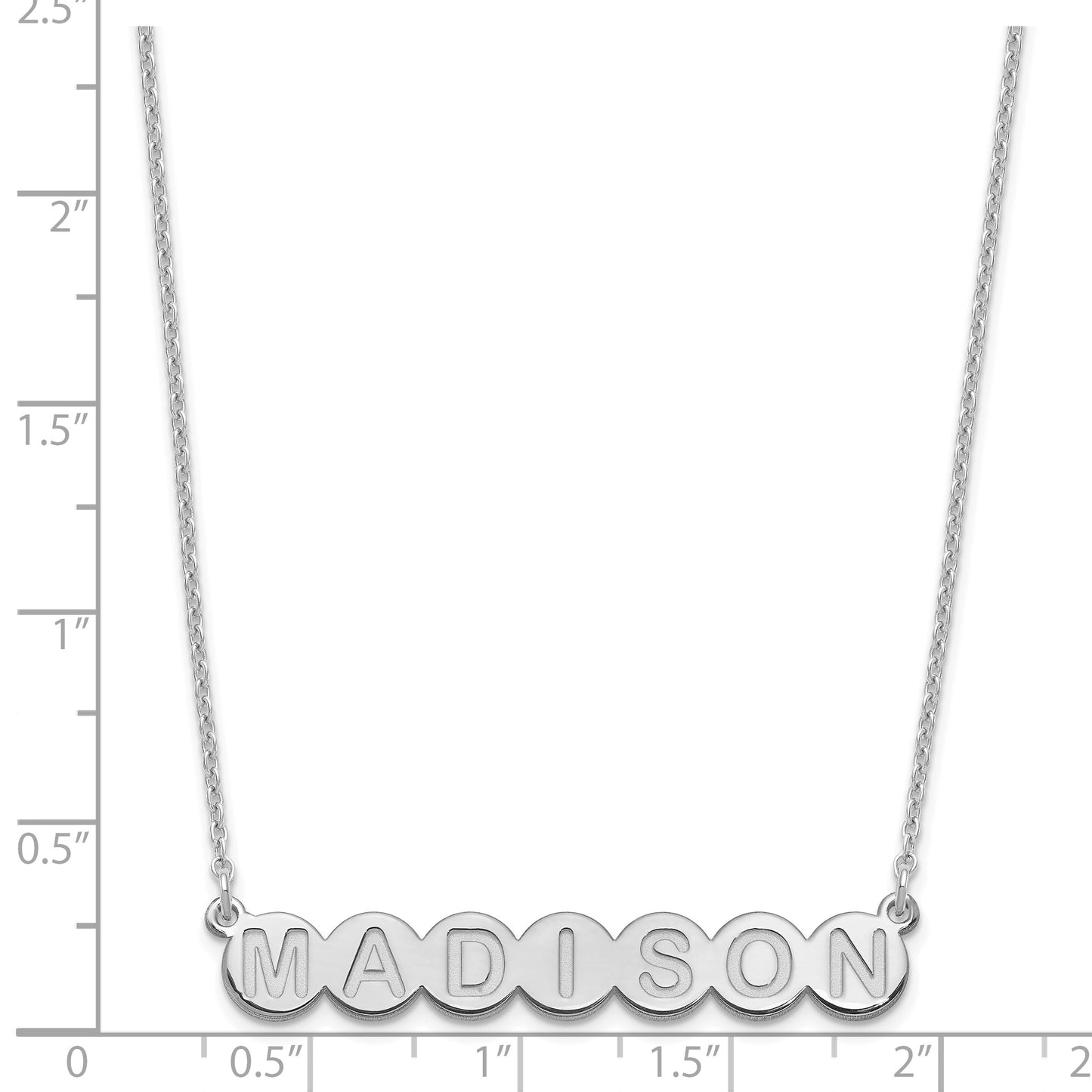 Sterling Silver Rhodium plated 7 Letter Bubble Necklace