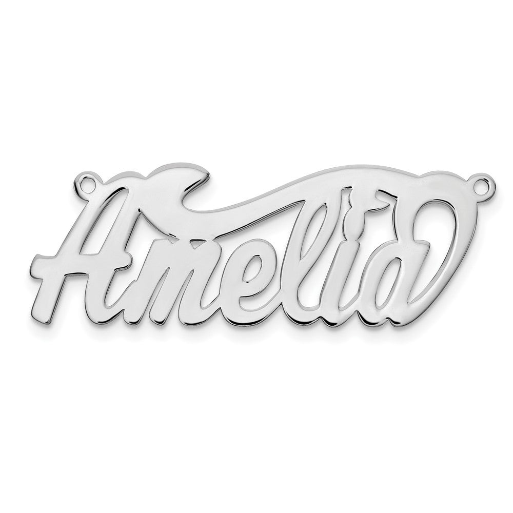 Sterling Silver Rhodium plated Polished Name Plate
