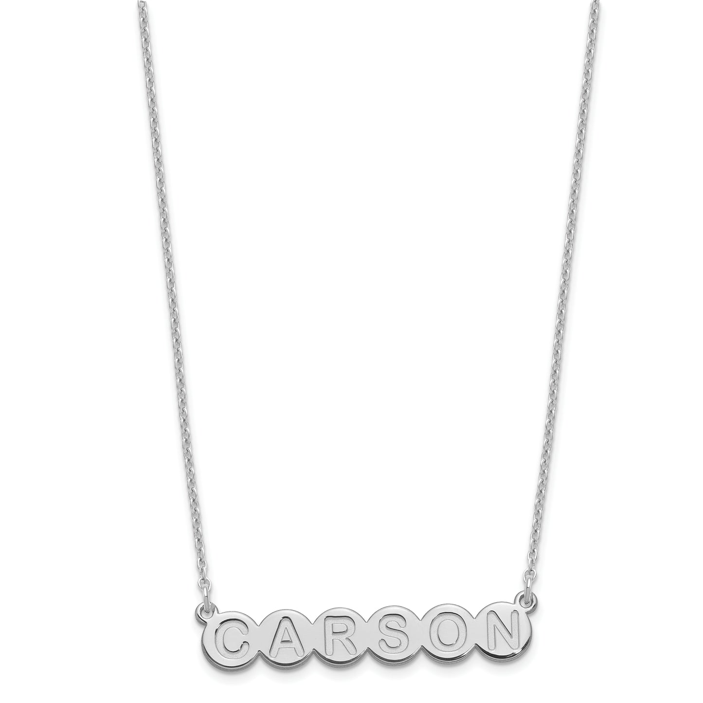 Sterling Silver Rhodium plated 6 Letter Bubble Necklace