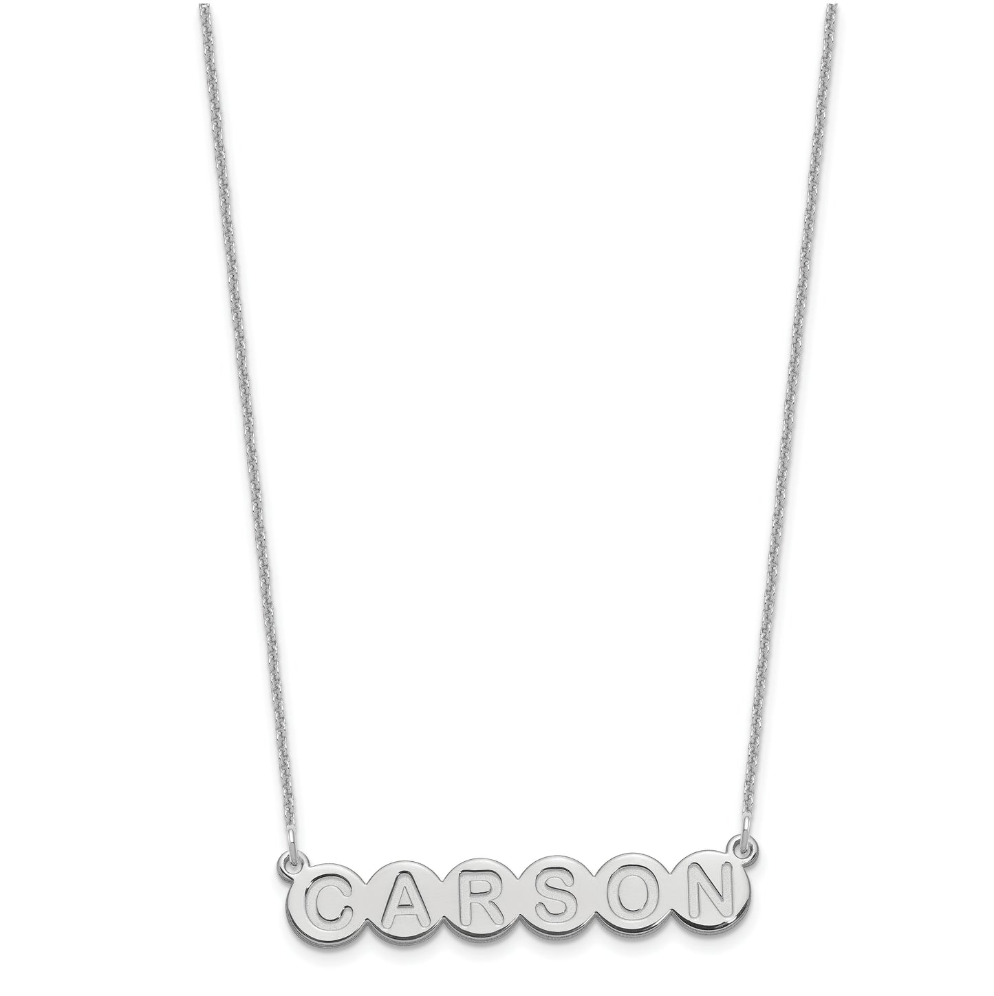 10K White Gold 6 Letter Bubble Necklace