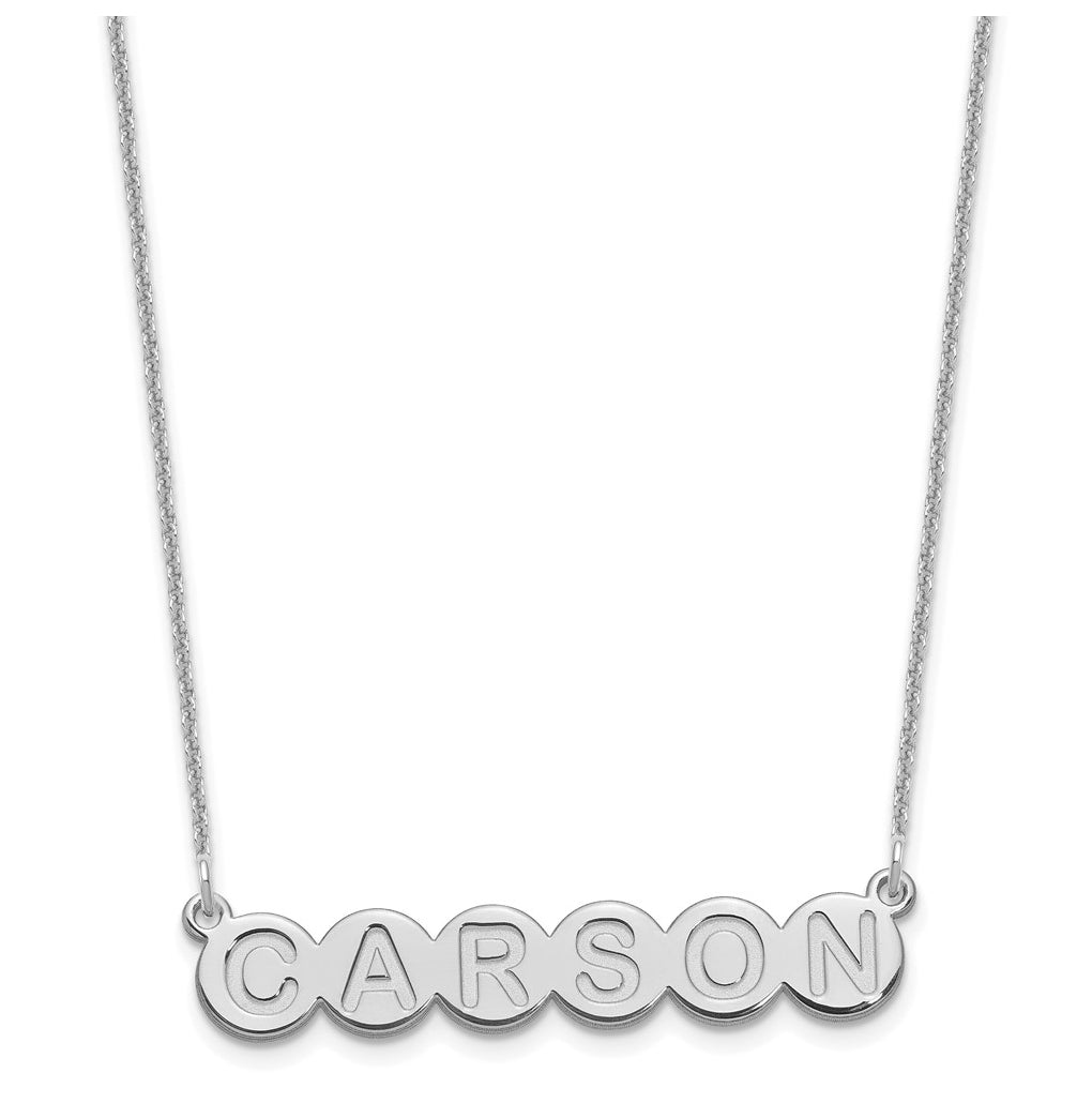 10K White Gold 6 Letter Bubble Necklace