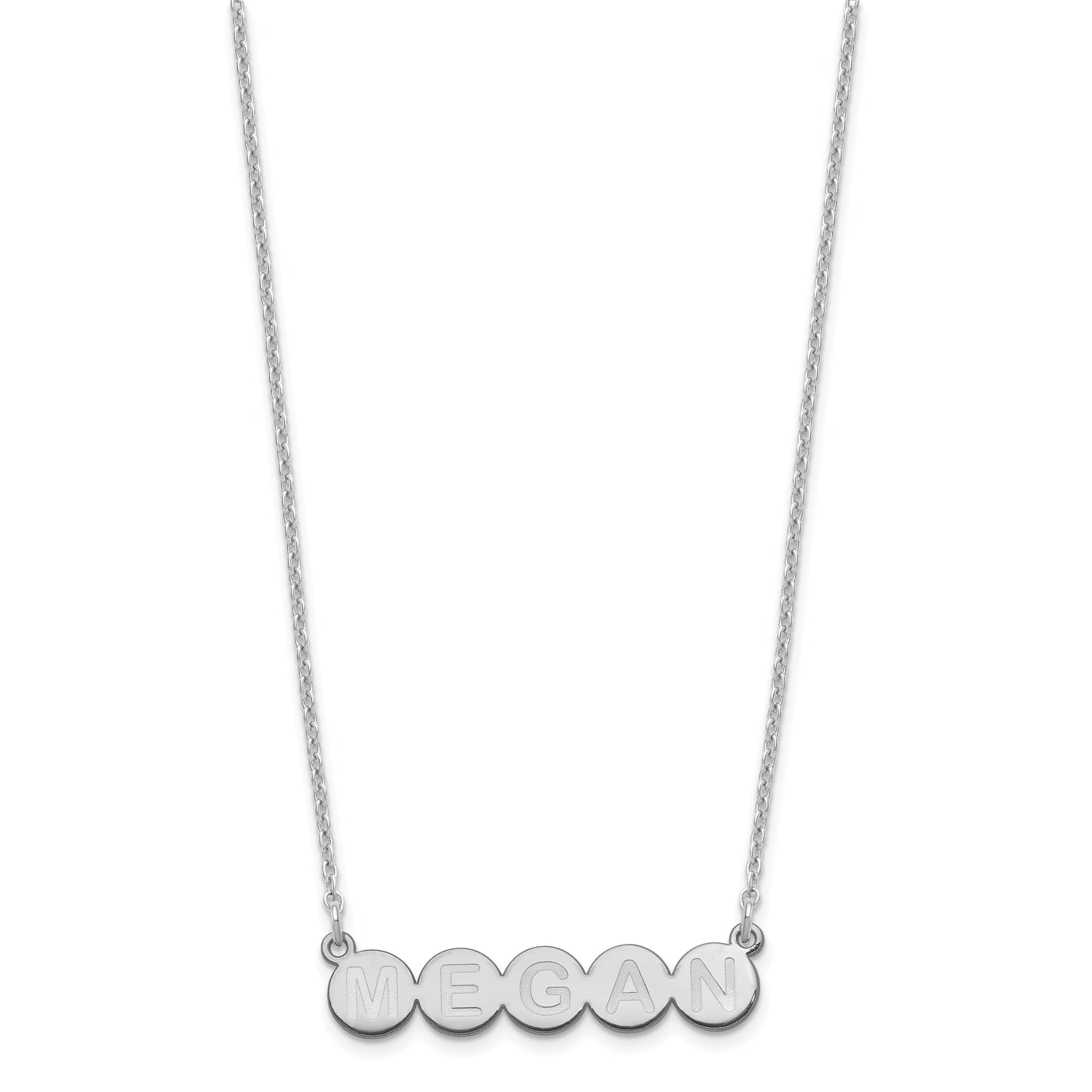 Sterling Silver Rhodium plated 5 Letter Bubble Necklace