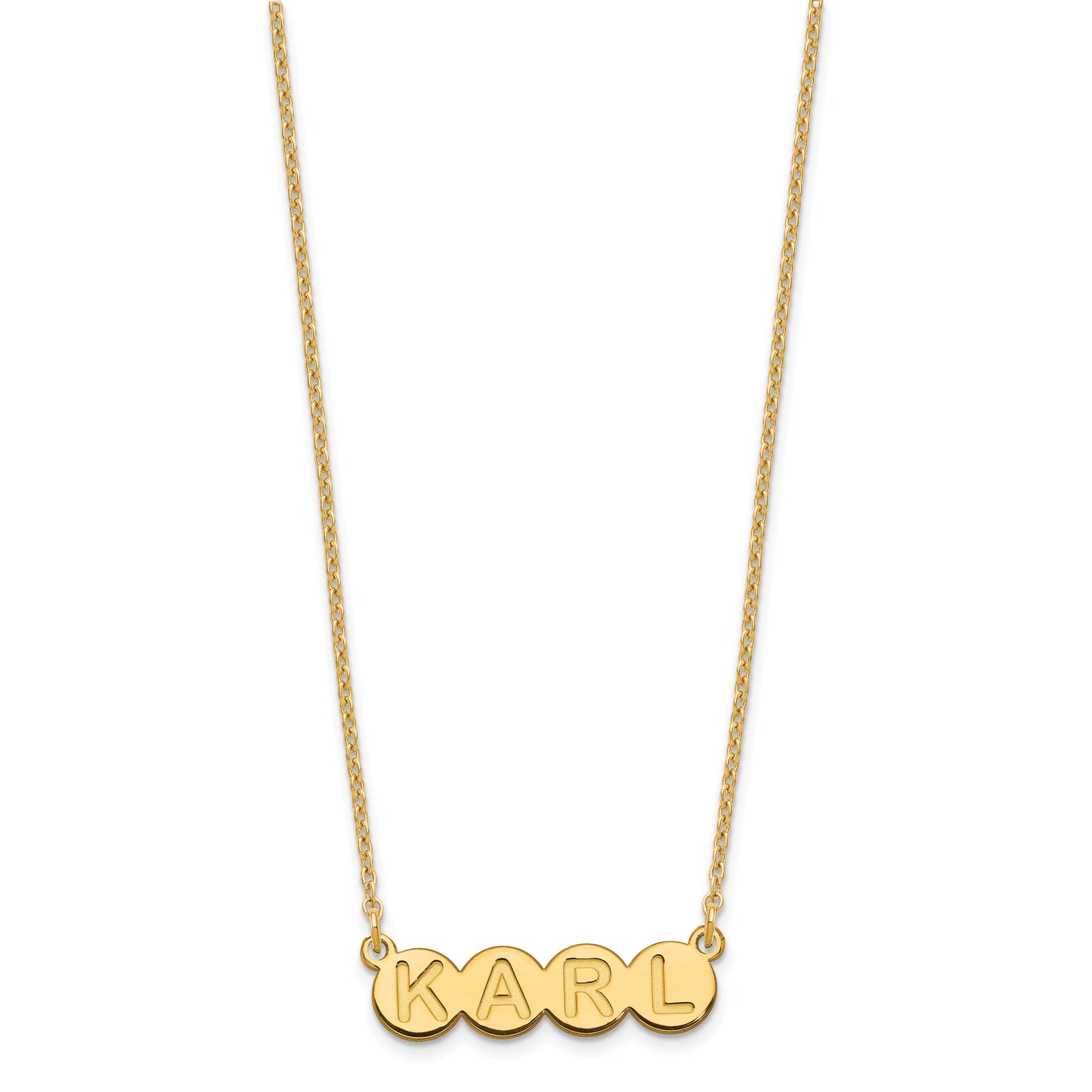 Sterling Silver Gold plated 4 Letter Bubble Necklace