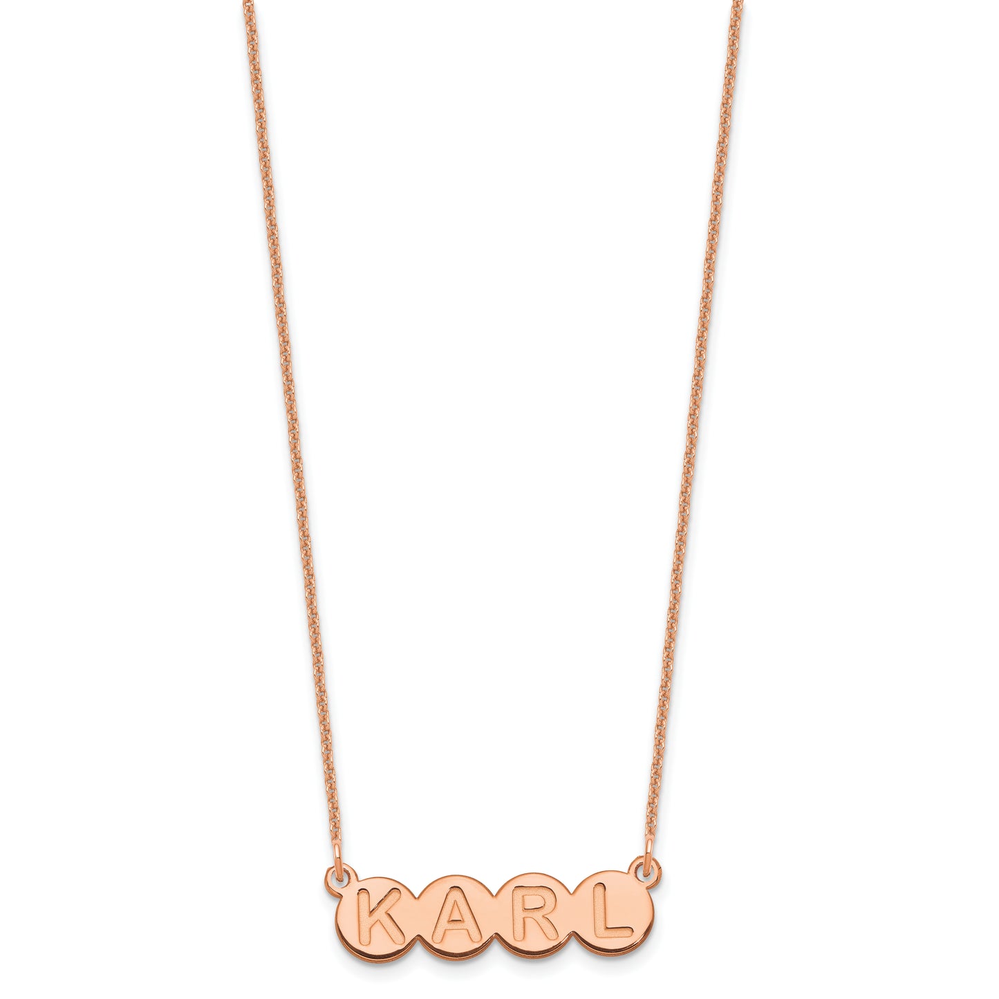 14K Rose Gold 4 letter Bubble Necklace