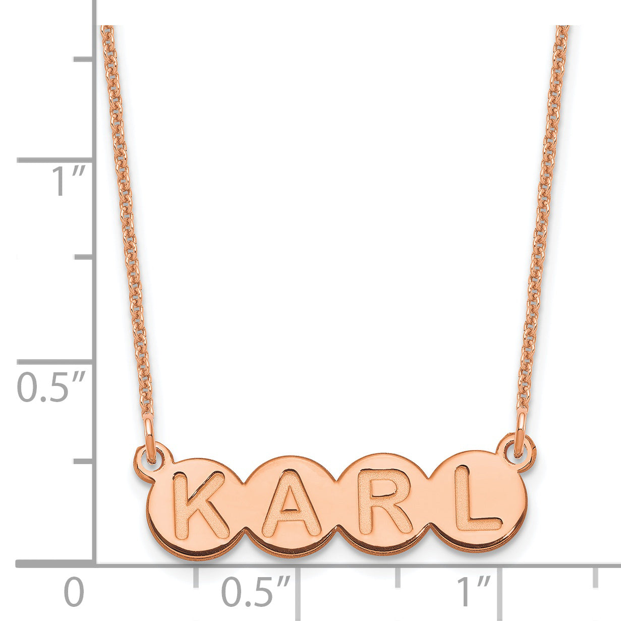 14K Rose Gold 4 letter Bubble Necklace