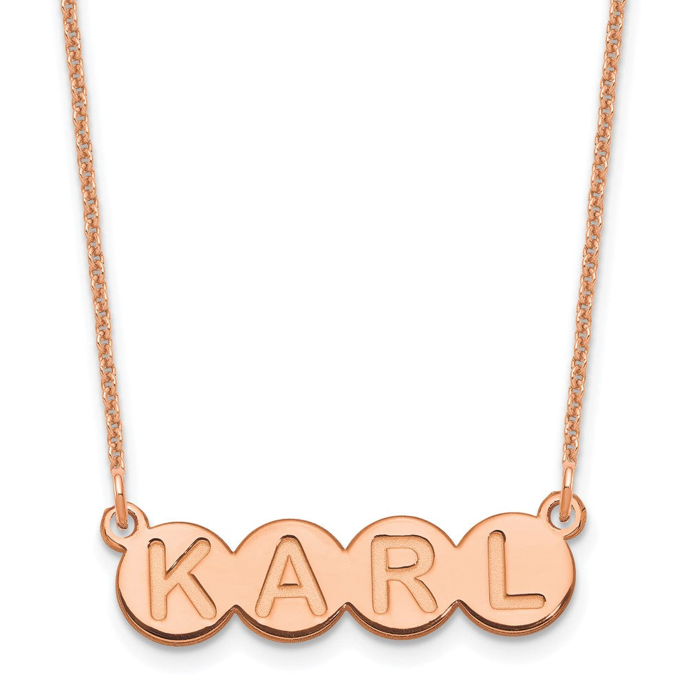 14K Rose Gold 4 letter Bubble Necklace