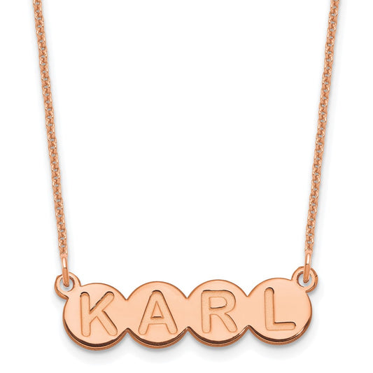 14K Rose Gold 4 letter Bubble Necklace
