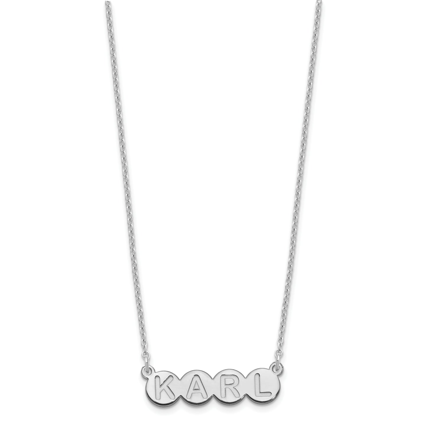 Sterling Silver Rhodium plated 4 Letter Bubble Necklace