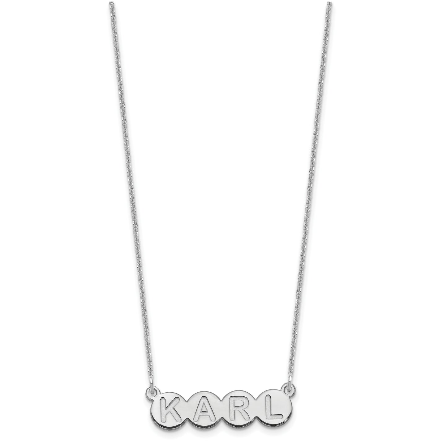10K White Gold 4 Letter Bubble Necklace