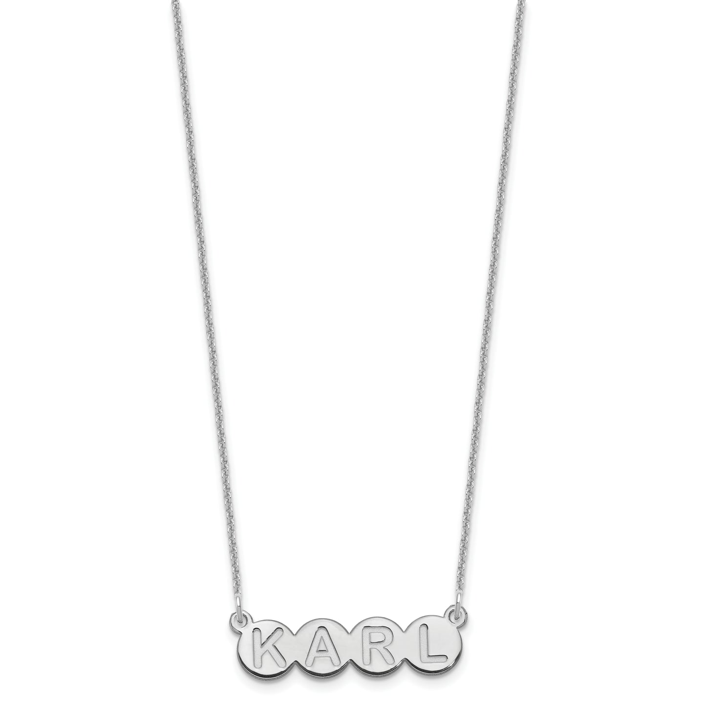 14K White Gold 4 Letter Bubble Necklace