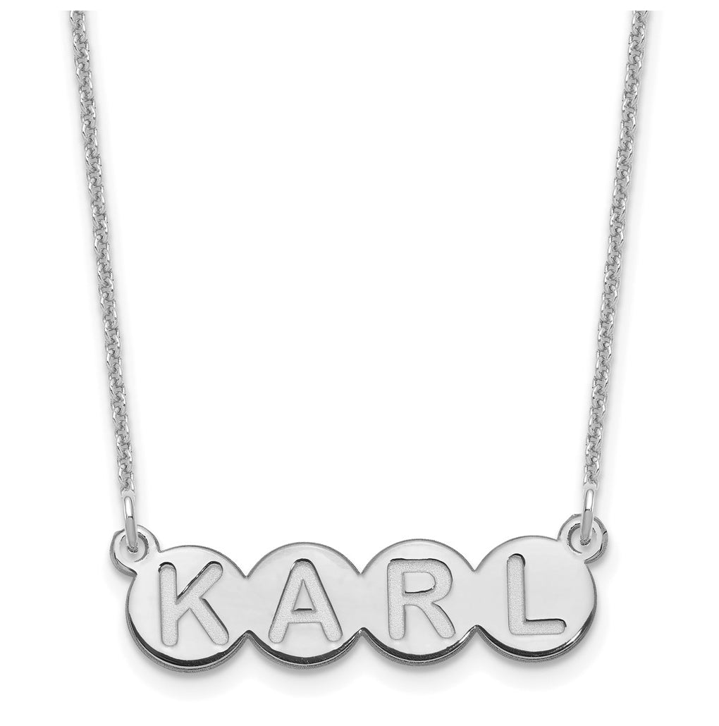 10K White Gold 4 Letter Bubble Necklace