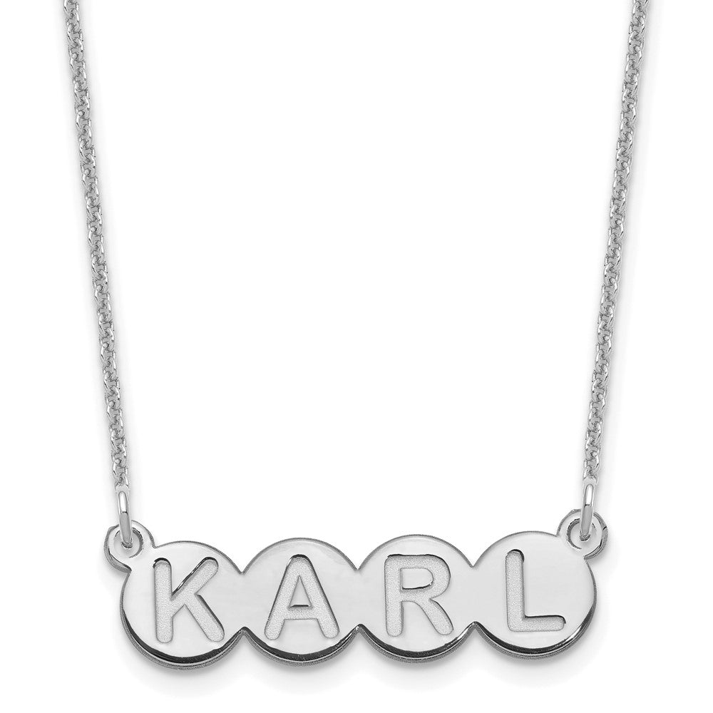 14K White Gold 4 Letter Bubble Necklace
