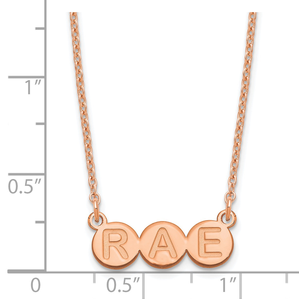 Sterling Silver Rose Gold plated 3 Letter Bubble Necklace