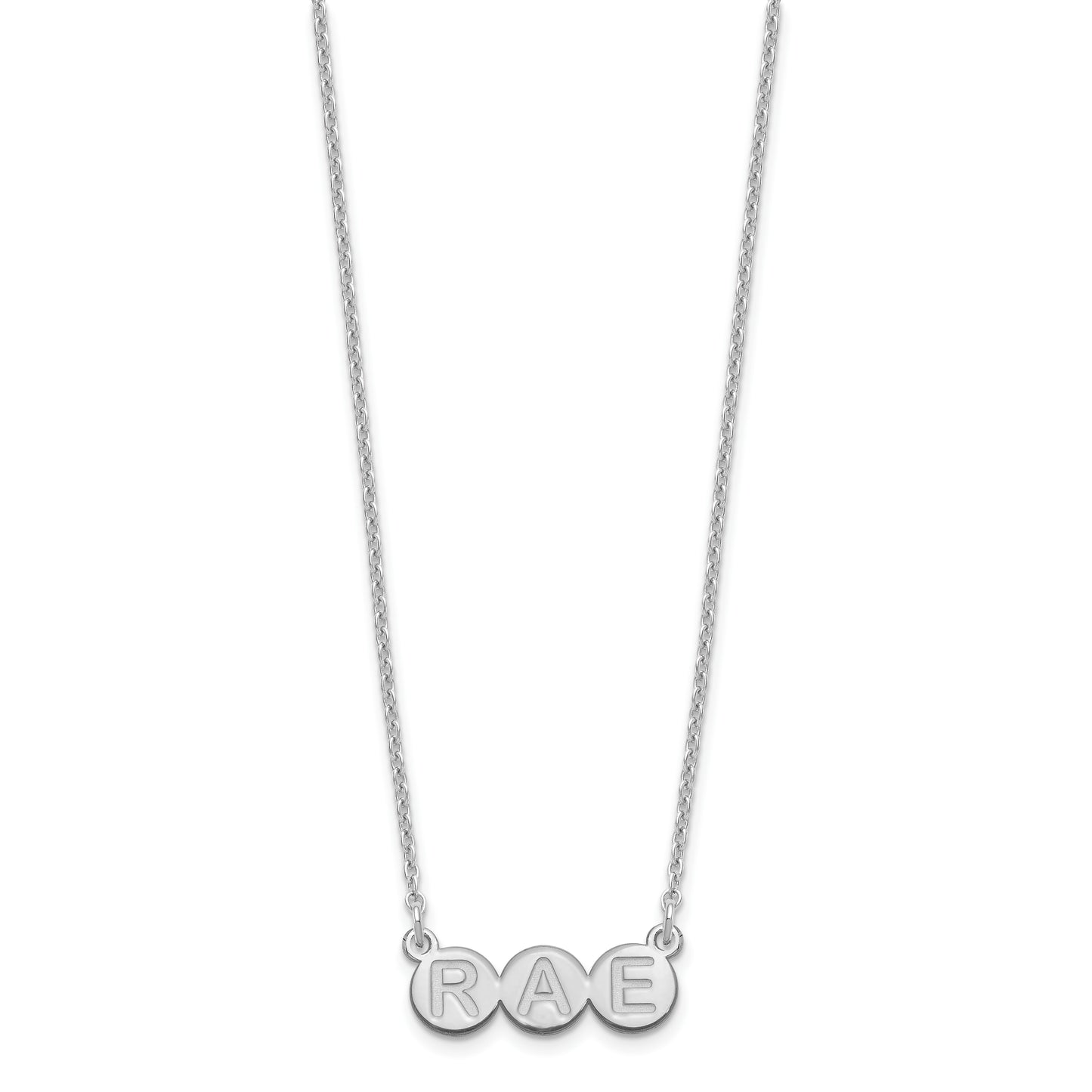 Sterling Silver Rhodium plated 3 Letter Bubble Necklace