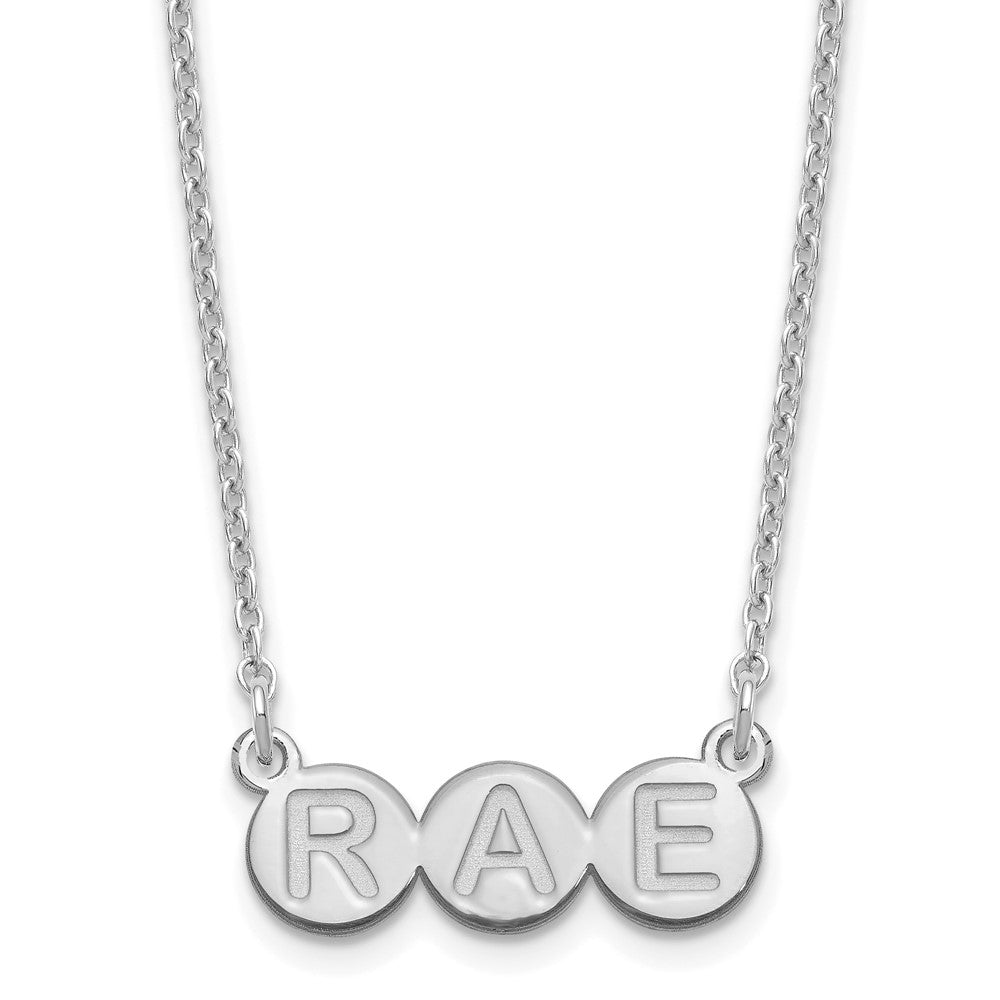 Sterling Silver Rhodium plated 3 Letter Bubble Necklace