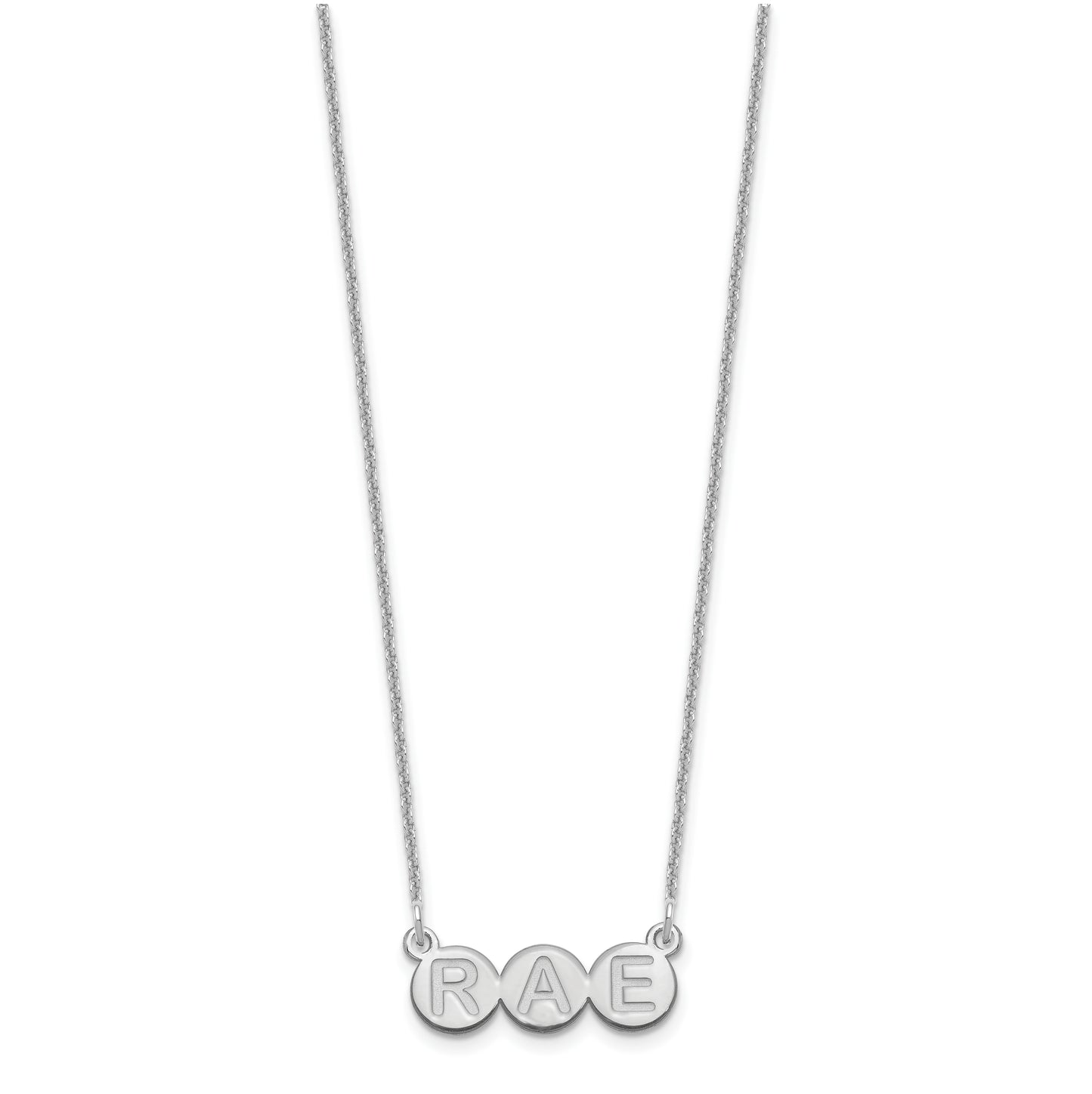 10K White Gold 3 Letter Bubble Necklace