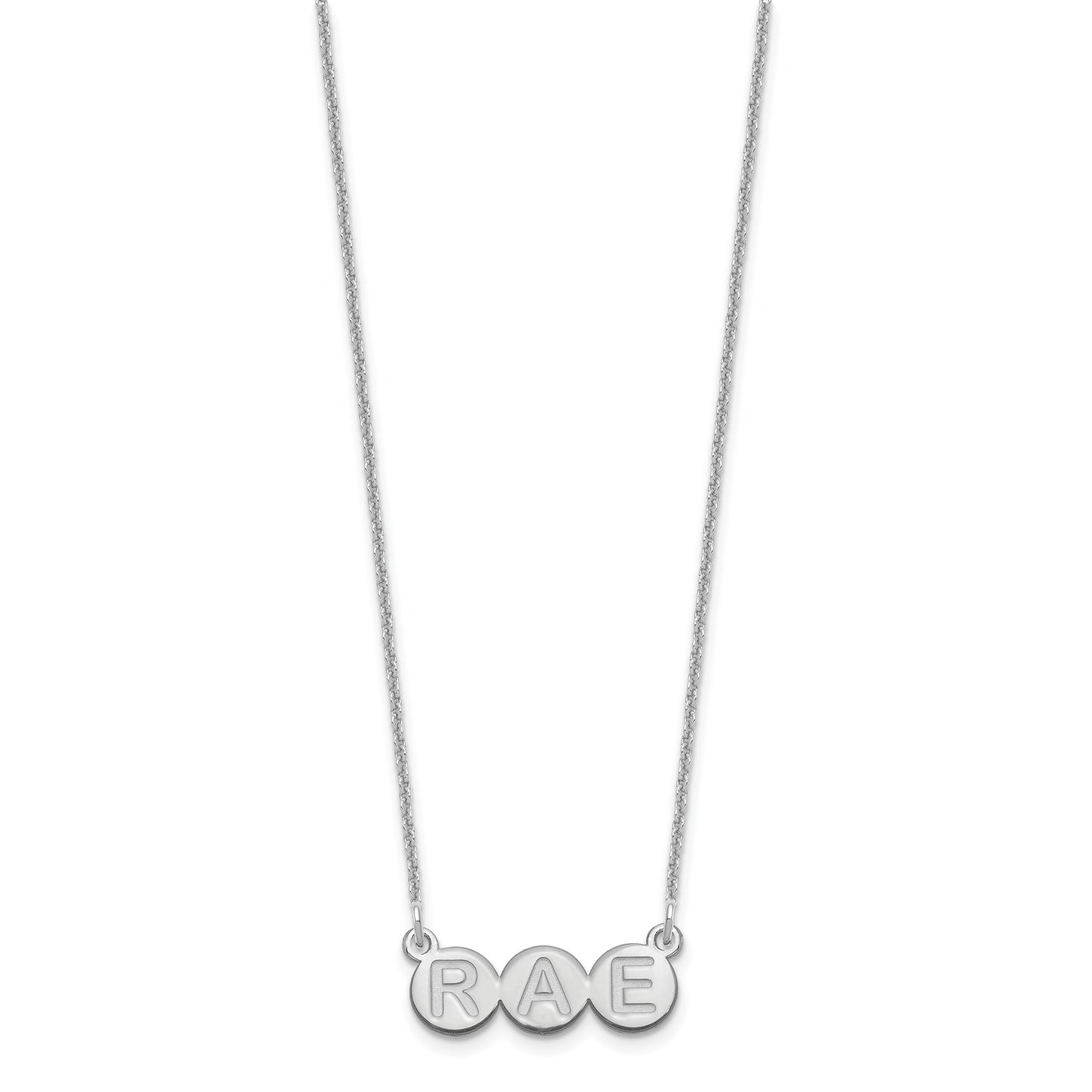 14K White Gold 3 Letter Bubble Necklace