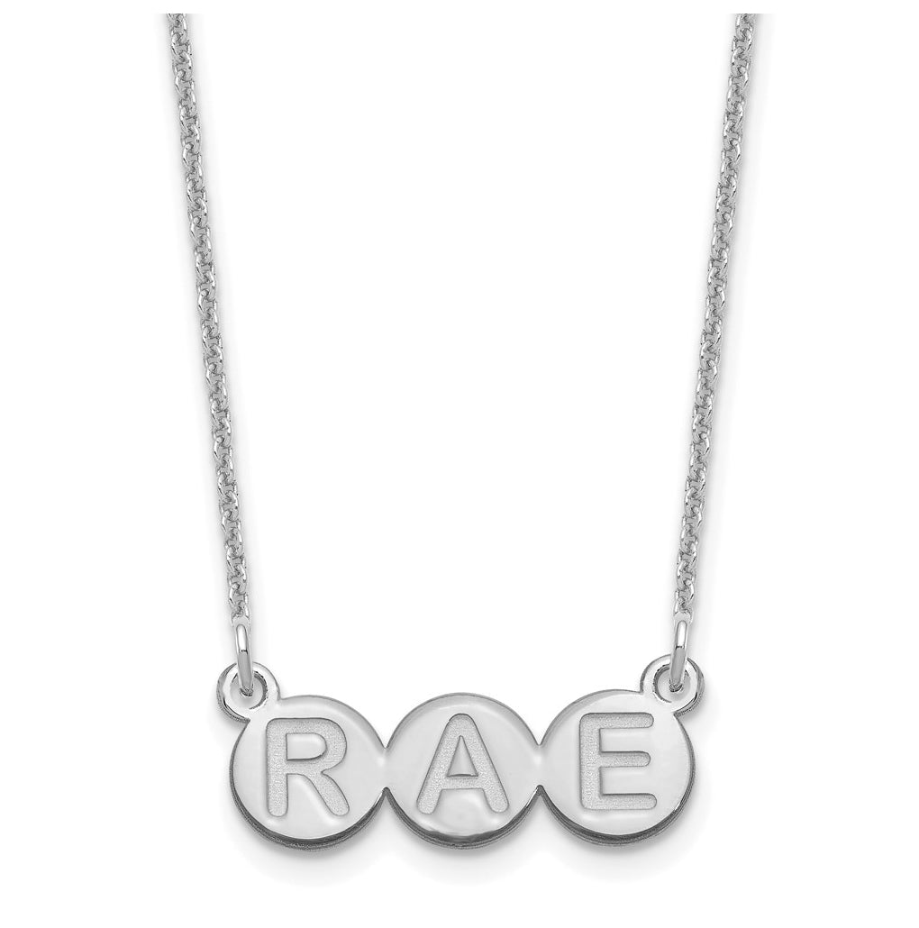 10K White Gold 3 Letter Bubble Necklace