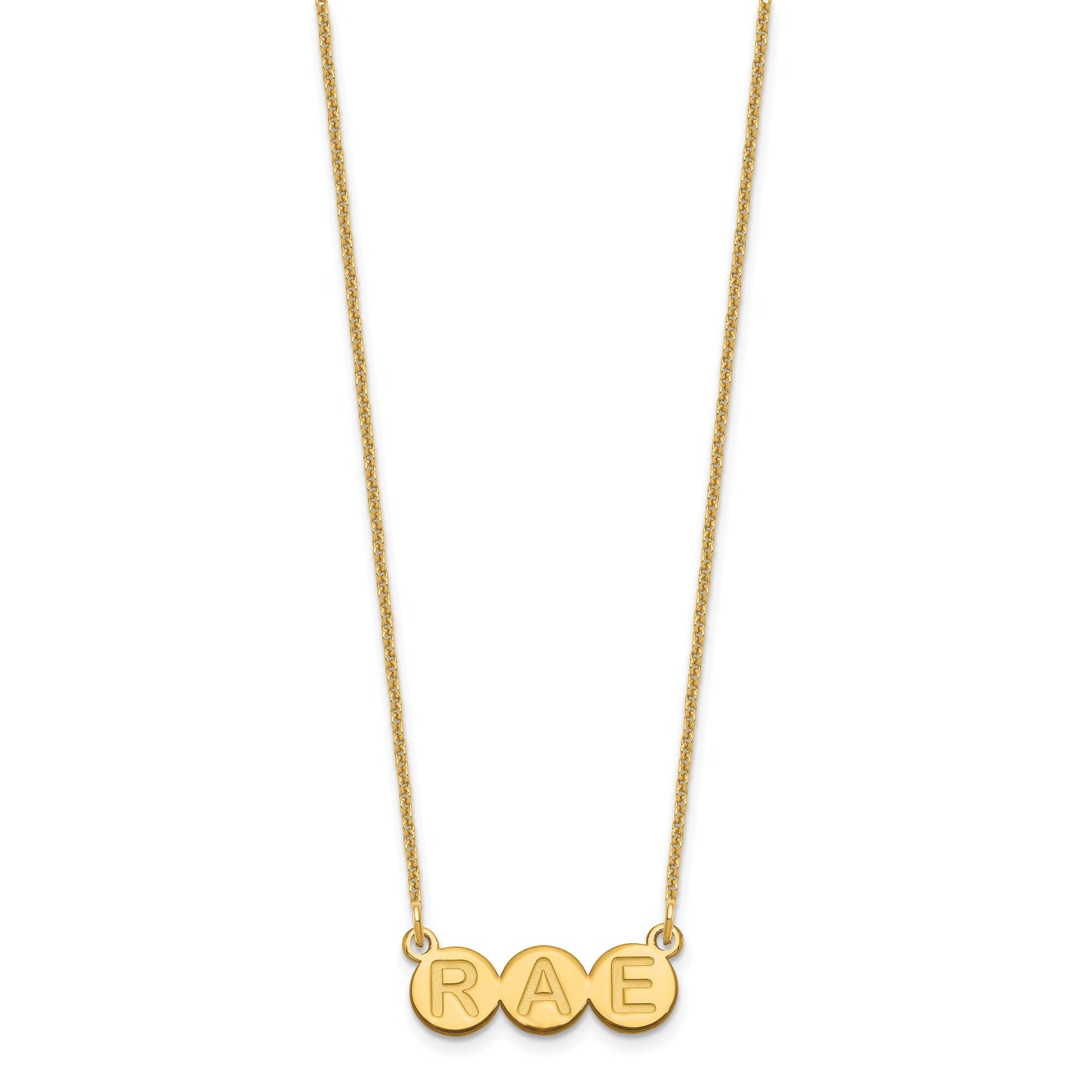 14K Yellow Gold 3 Letter Bubble Necklace