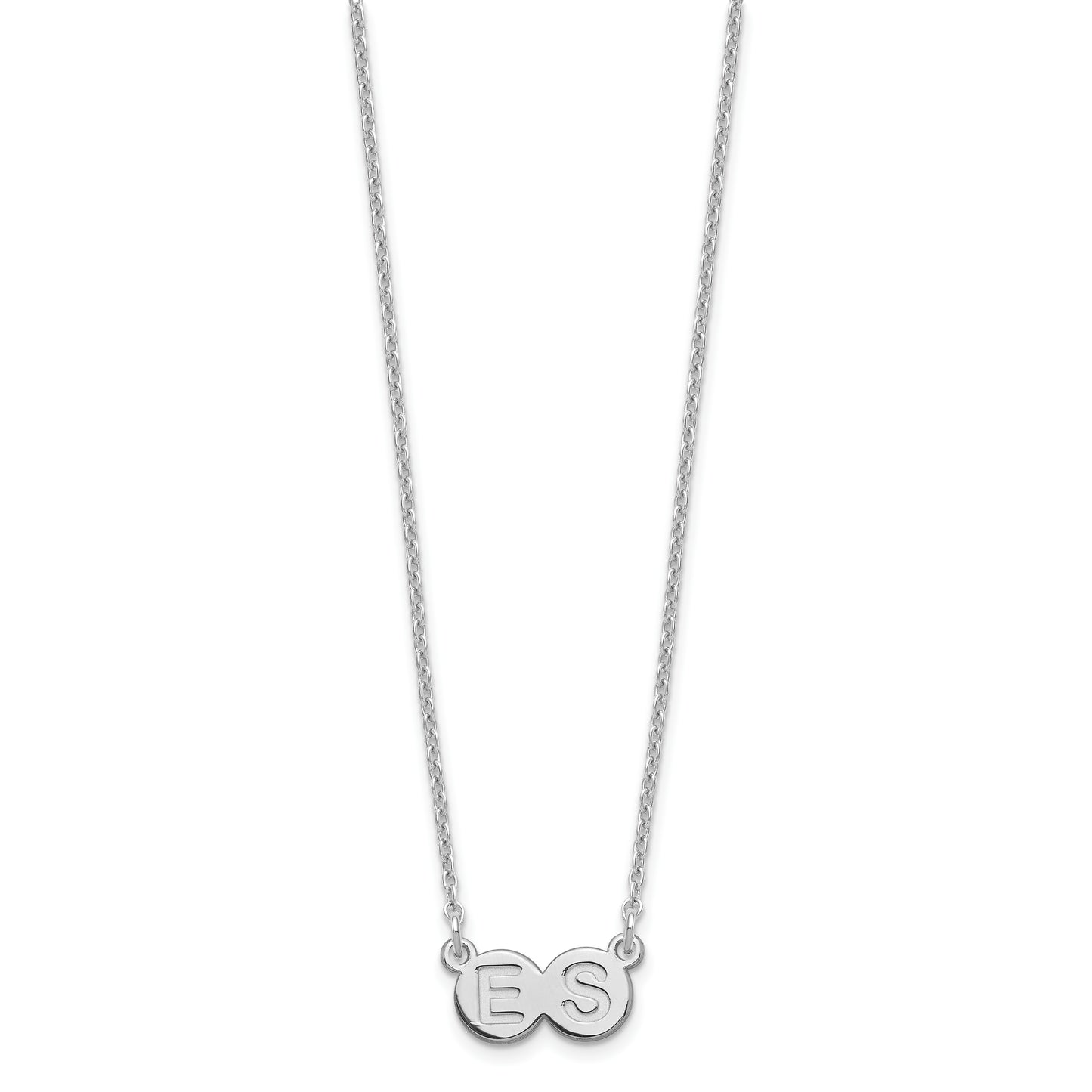 Sterling Silver Rhodium plated 2 Letter Bubble Necklace