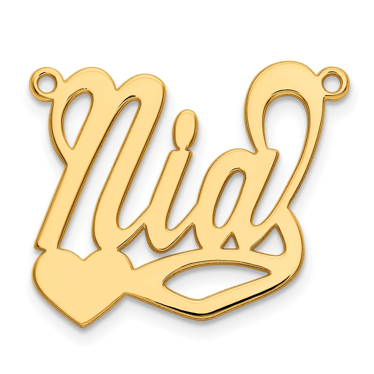 Sterling Silver Gold plated Polished Heart Name Plate