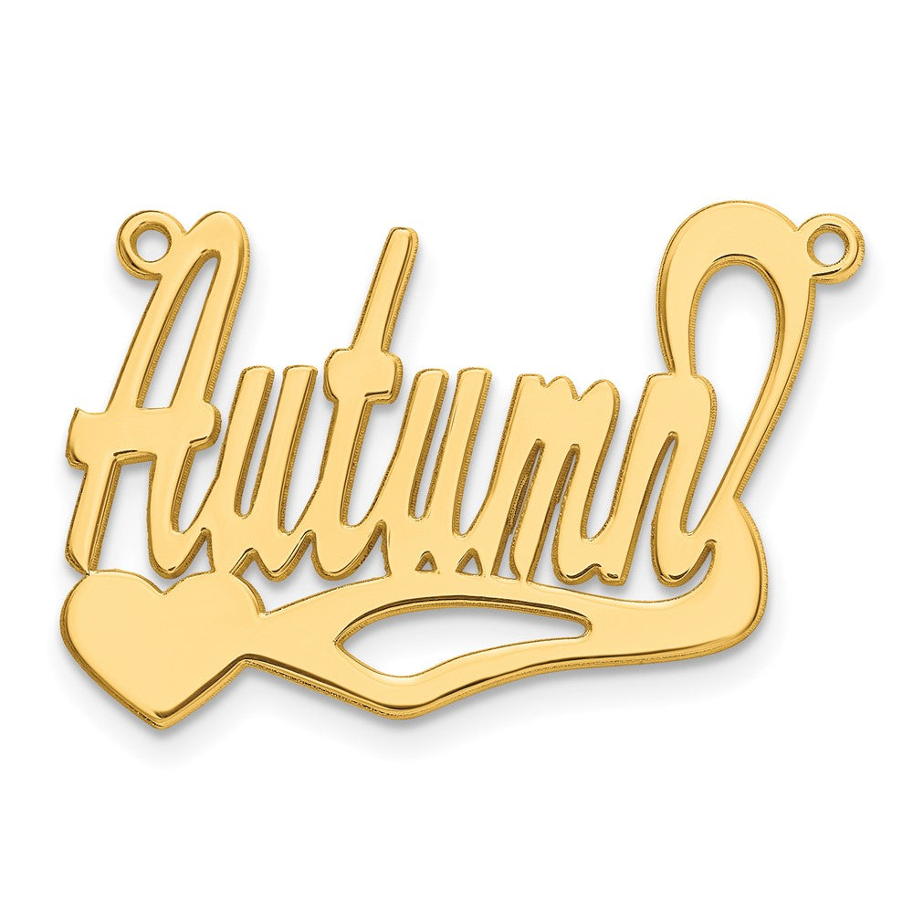 Sterling Silver Gold plated Polished Heart Name Plate