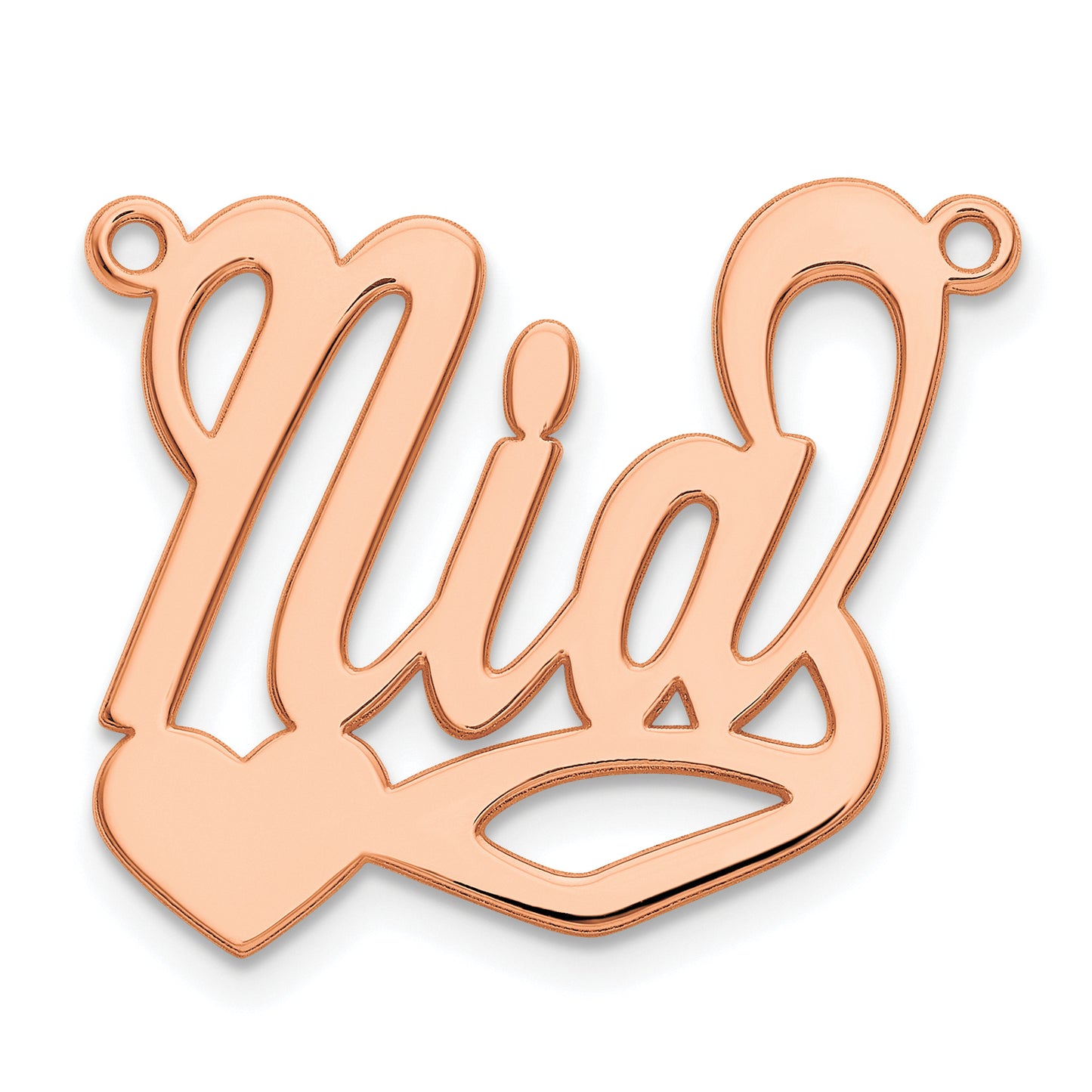 Sterling Silver Rose Gold plated Polished Heart Name Plate