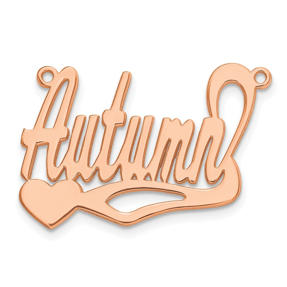 Sterling Silver Rose Gold plated Polished Heart Name Plate