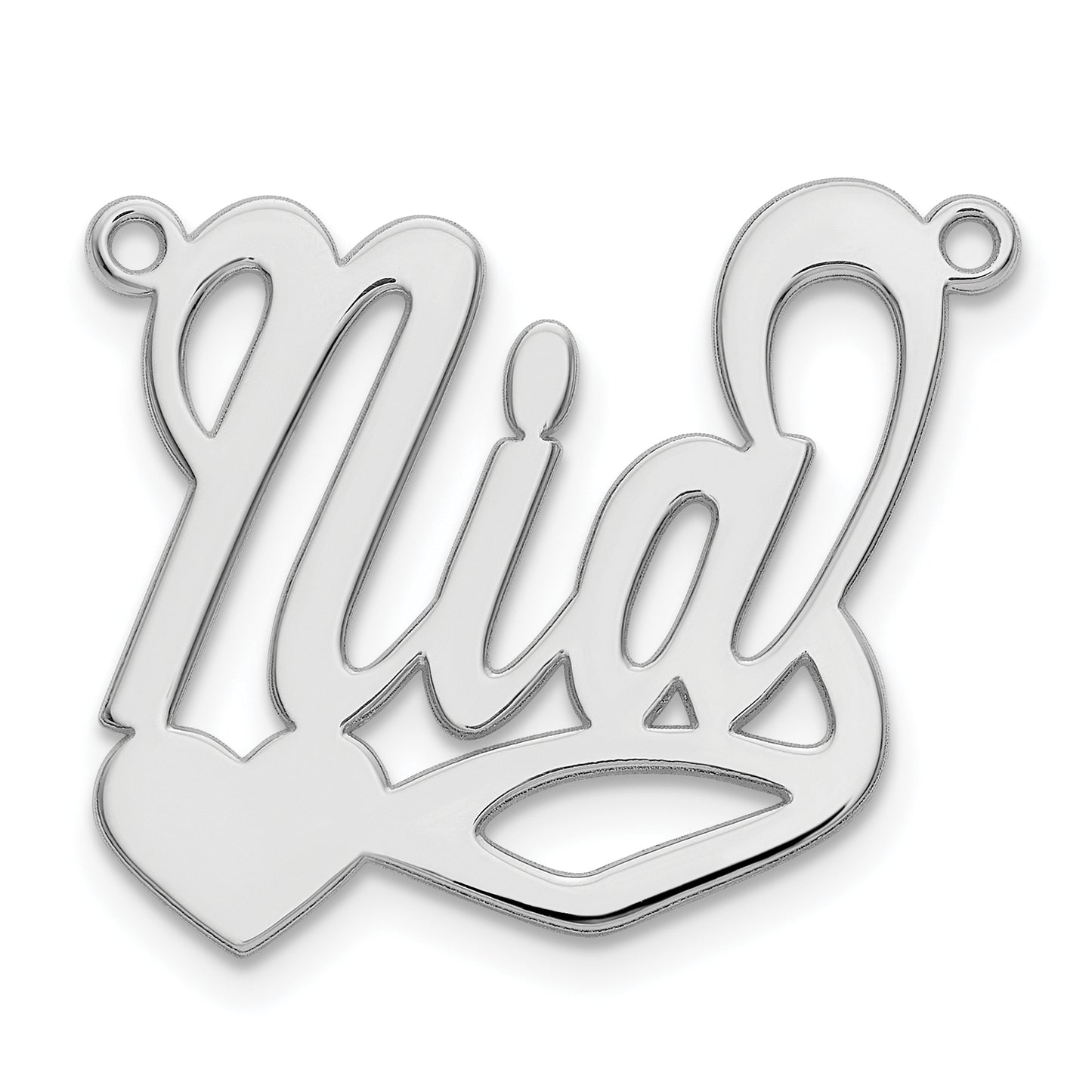 14K White Gold Polished Heart Name Plate