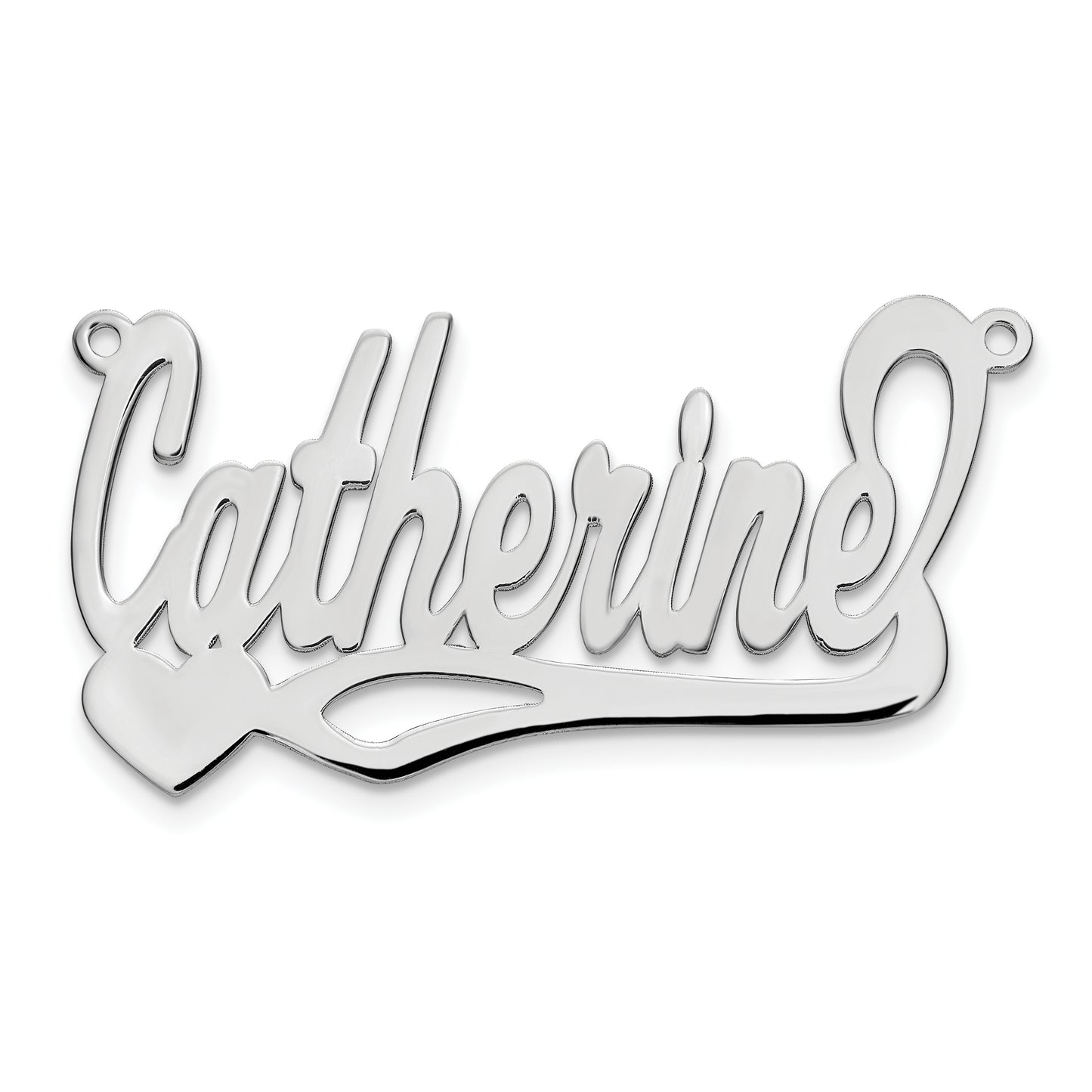 14K White Gold Polished Heart Name Plate