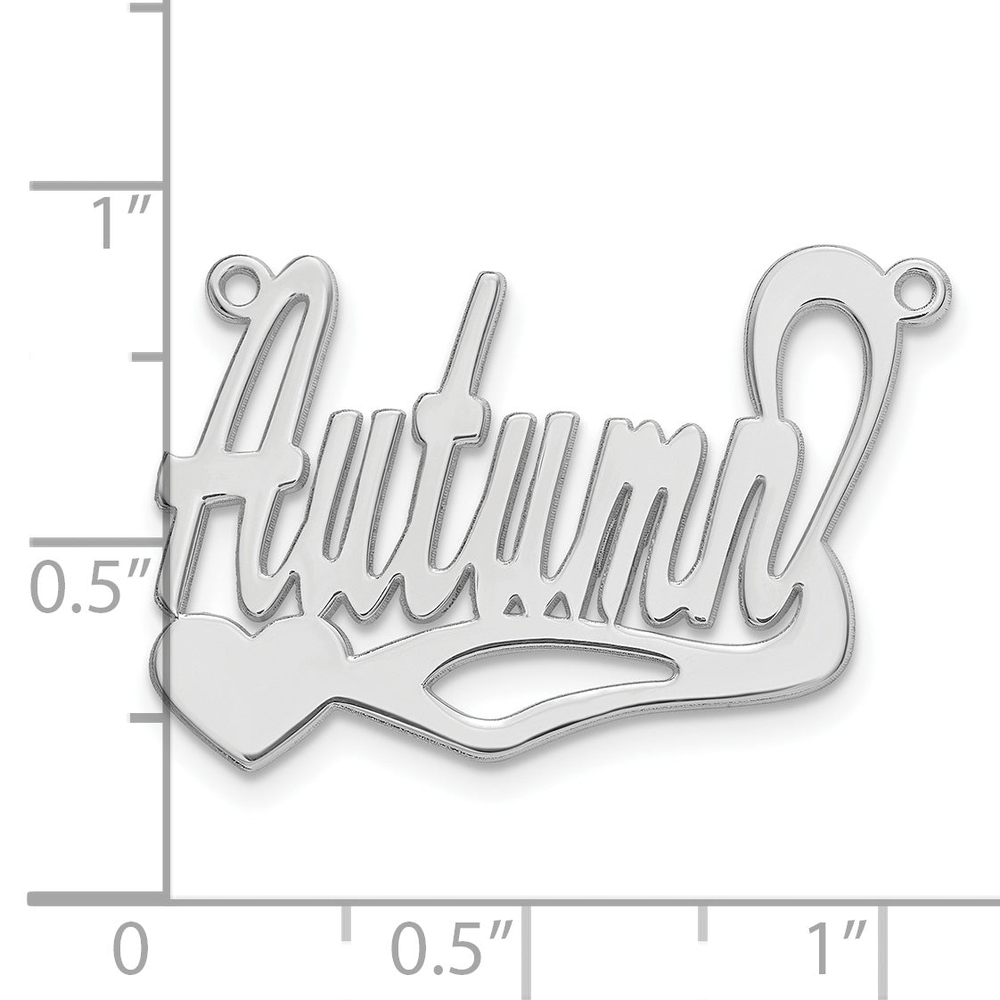 Sterling Silver Rhodium plated Polished Heart Name Plate