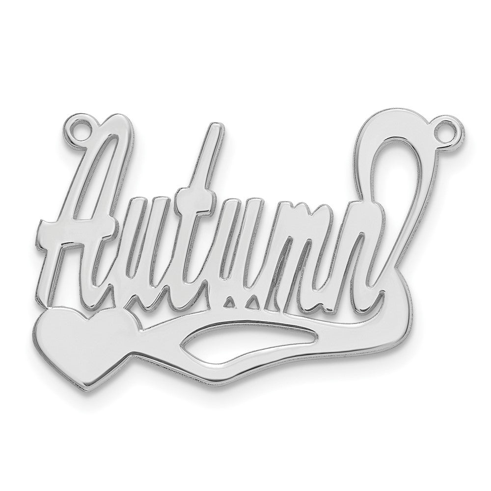 14K White Gold Polished Heart Name Plate