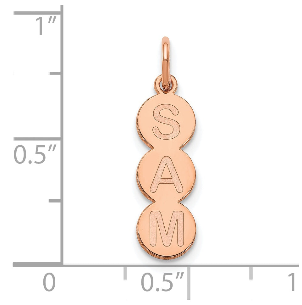 10K Rose Gold 3 Letter Bubble Pendant