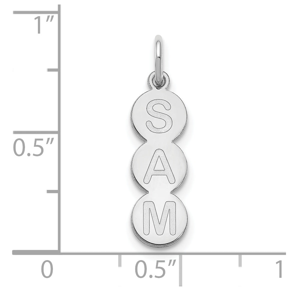 10K White Gold 3 Letter Bubble Pendant