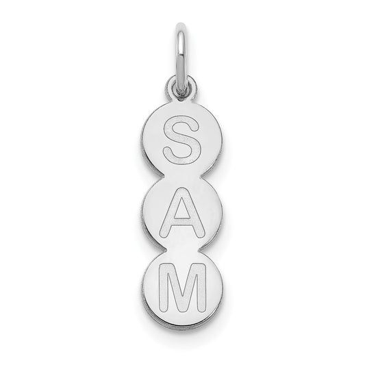 Sterling Silver Rhodium plated 3 Letter Bubble Pendant