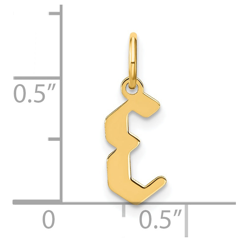 14K Yellow Gold E Letter Initial Pendant