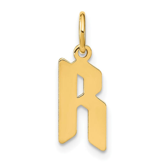 14K Yellow Gold R Letter Initial Pendant