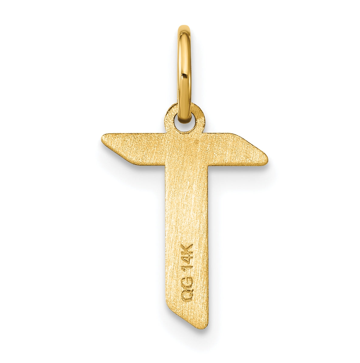 14K Yellow Gold T Letter Initial Pendant