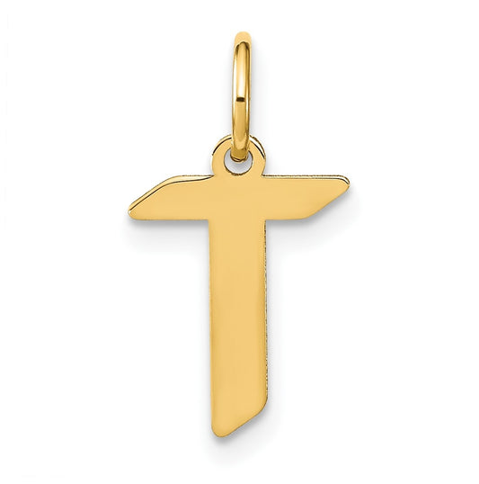 14K Yellow Gold T Letter Initial Pendant