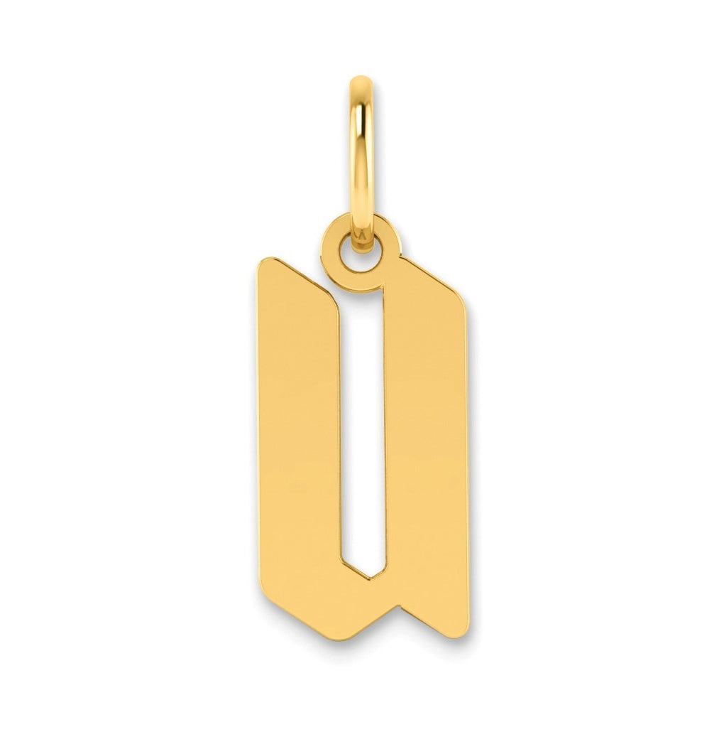 14K Yellow Gold U Letter Initial Pendant
