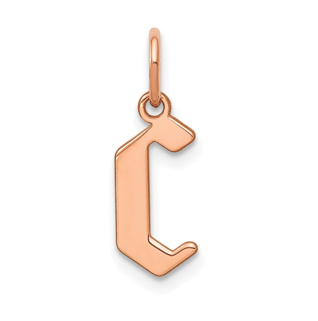 Sterling Silver Rose Gold-plated Letter C Initial Pendant