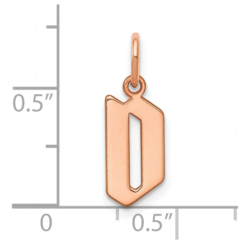Sterling Silver Rose Gold-plated Letter D Initial Pendant