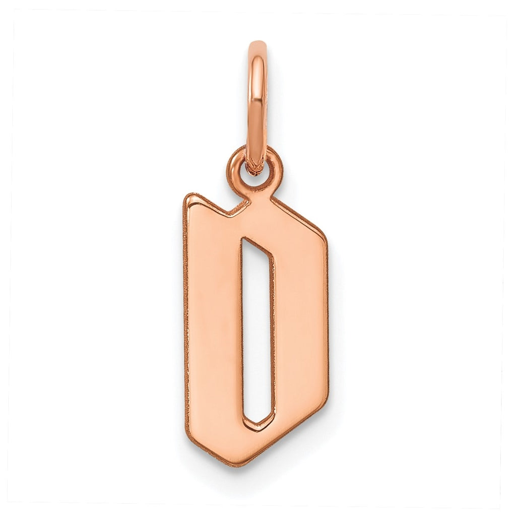 Sterling Silver Rose Gold-plated Letter D Initial Pendant