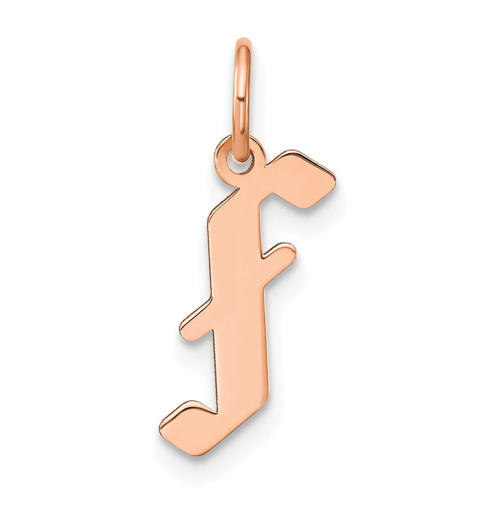 Sterling Silver Rose Gold-plated Letter F Initial Pendant