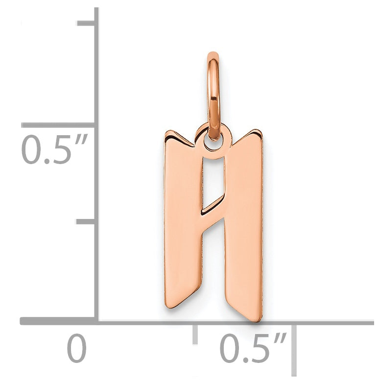 Sterling Silver Rose Gold-plated Letter H Initial Pendant