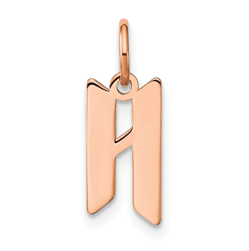 Sterling Silver Rose Gold-plated Letter H Initial Pendant
