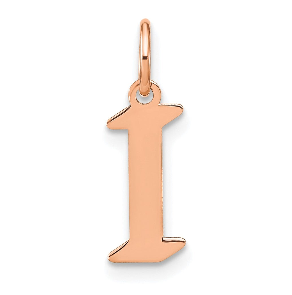Sterling Silver Rose Gold-plated Letter I Initial Pendant