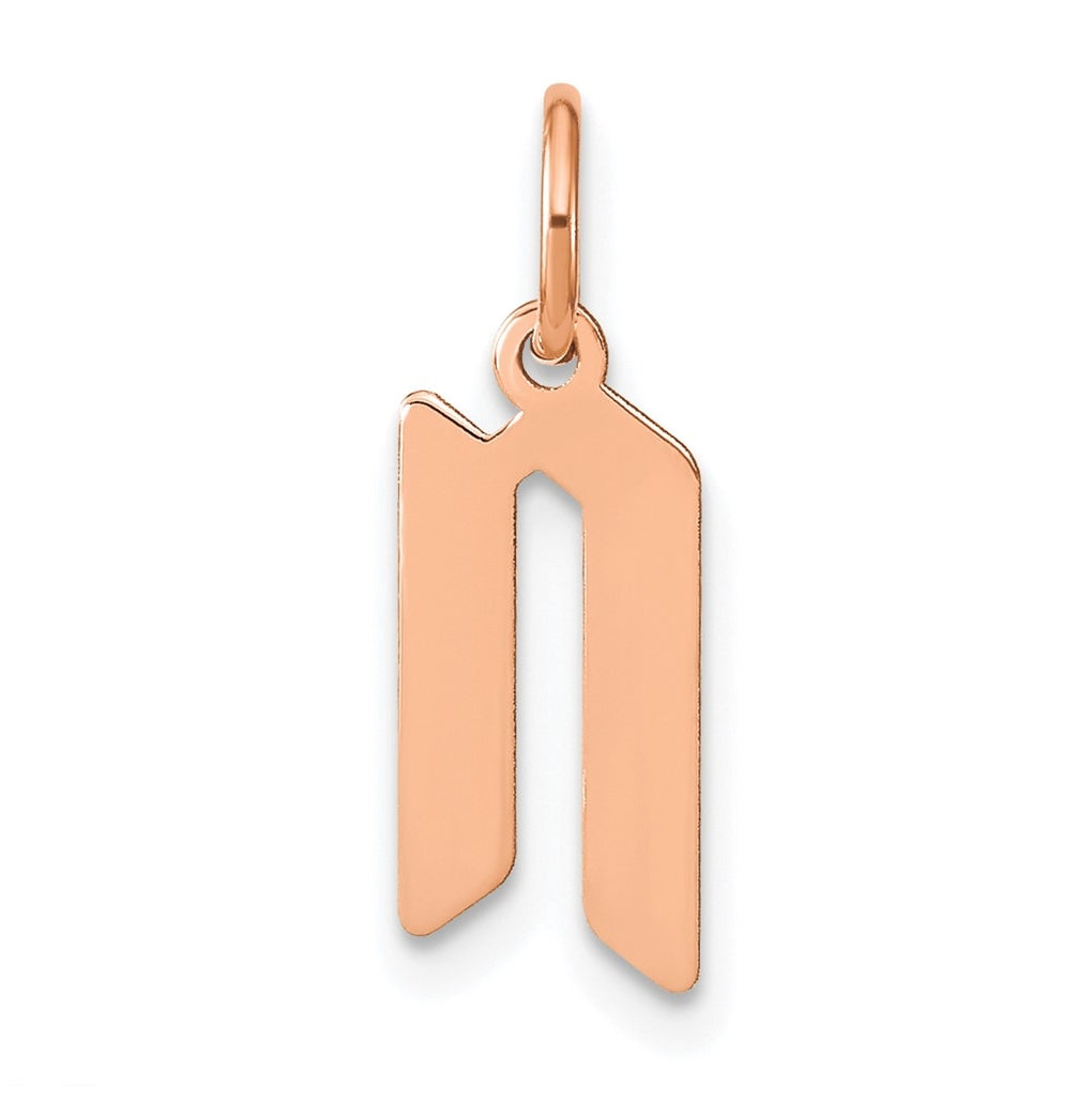 Sterling Silver Rose Gold-plated Letter N Initial Pendant