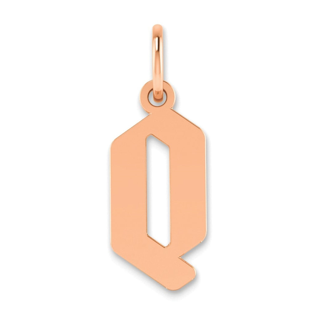 Sterling Silver Rose Gold-plated Letter Q Initial Pendant